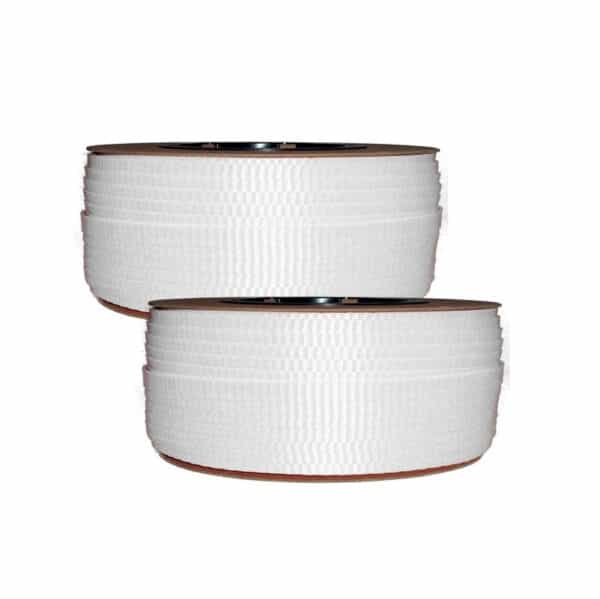 3/4" White Woven Polyester Cord Strapping 3000 lbs Break